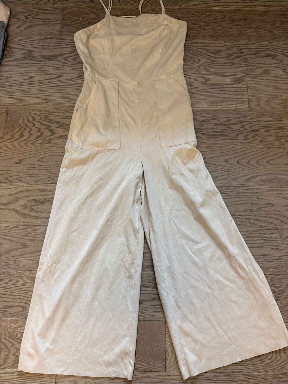 Mango Cream Wide-Leg Spaghetti Strap Jumpsuit
